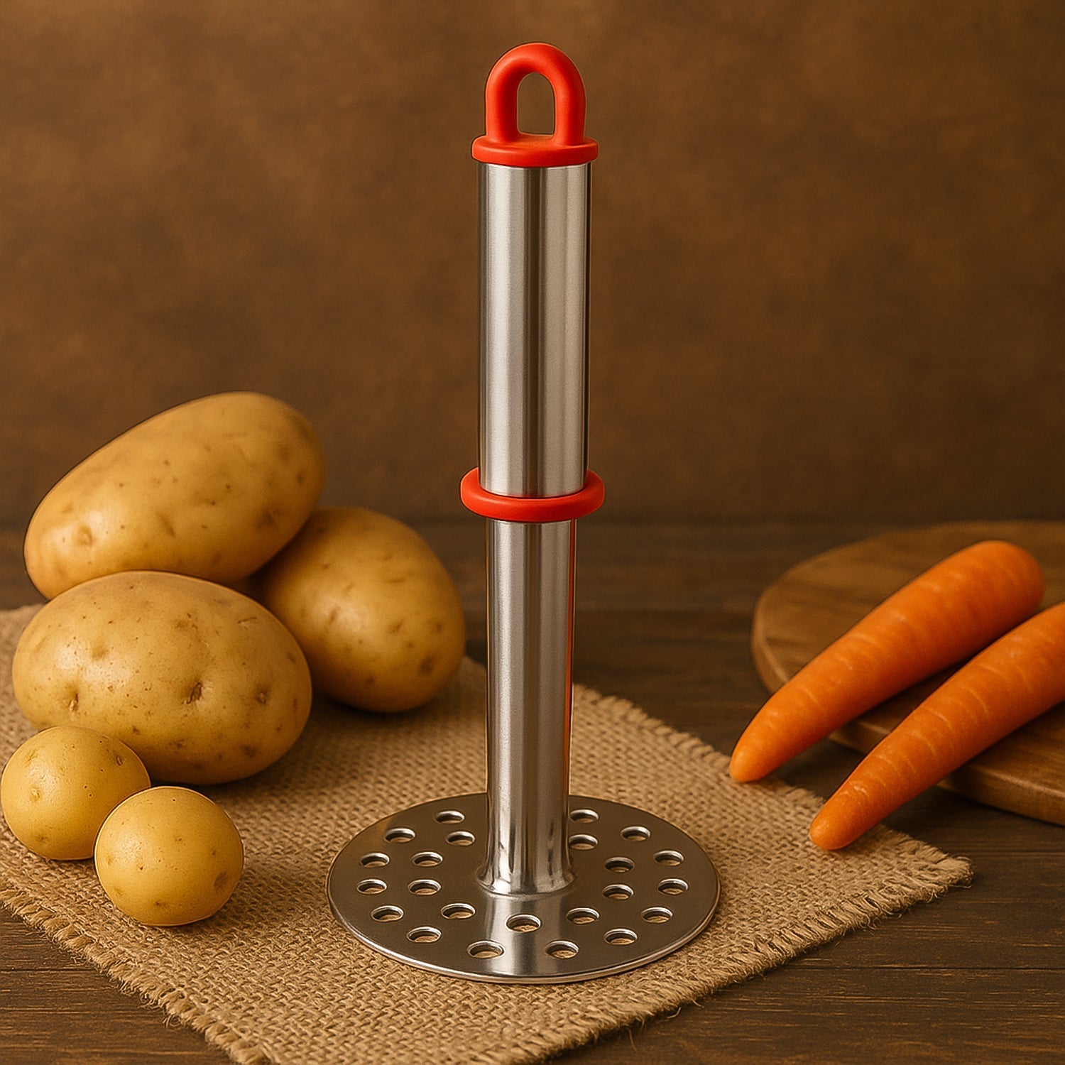 Stainless Steel Potato Masher with Ergonomic Handle (17cm / 1 Pc) Stainless Steel Potato Masher with Ergonomic Handle (17cm / 1 Pc)